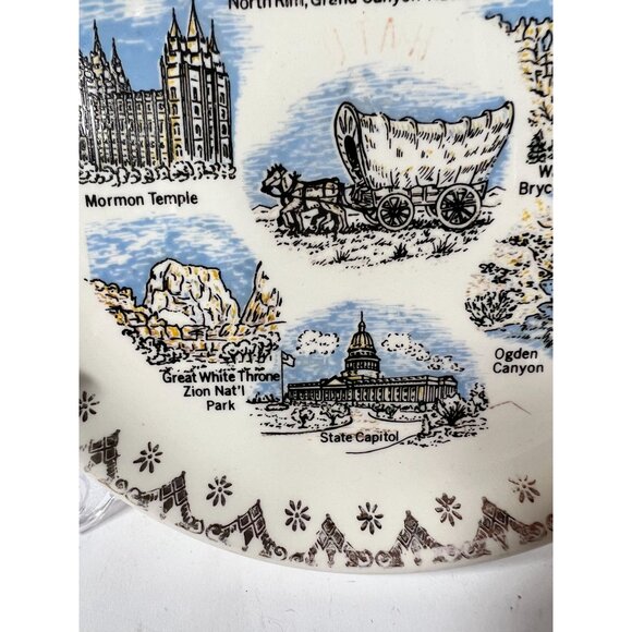 Vintage Utah Souvenir Plate With Grand Canyon & Landmarks - Picture 9 of 14